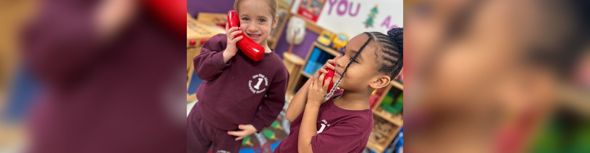 children answering phone calls